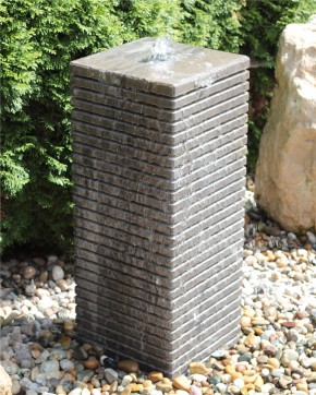 Quellstein Säule Blaustein 80cm Gartenbrunnen Springbrunnen Komplettset