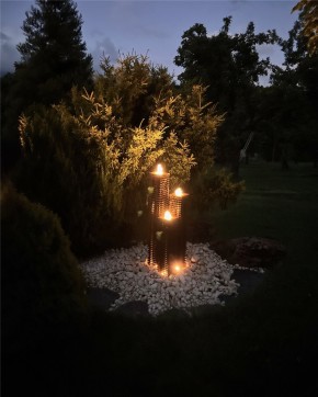 Cortenstahl Lamellen Säulen Trio 100/15 Edelrost Gartenbrunnen Springbrunnen