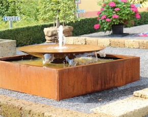 Cortenstahl Wasserschale 120 mit Fontäne Edelrost Springbrunnen Gartenbrunnen Komplettset