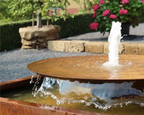 Cortenstahl Wasserschale 120 mit Fontäne Edelrost Springbrunnen Gartenbrunnen Komplettset