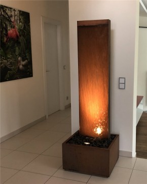 Zimmerbrunnen Cordon 180 Wasserwand Cortenstahl Edelrost-Design