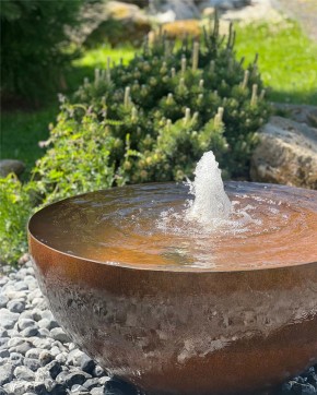 Cortenstahl Wasserschale Bowl 100 mit Fontäne Edelrost Gartenbrunnen Springbrunnen Komplettset