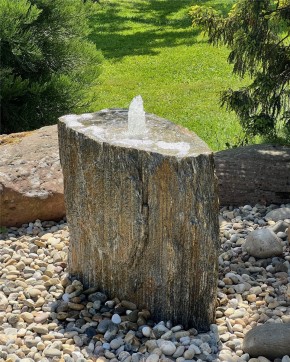 Quellstein Gneis 62cm mit Quellschale Naturstein Gartenbrunnen Springbrunnen Komplettset