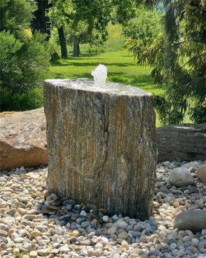 Quellstein Gneis 62cm mit Quellschale Naturstein Gartenbrunnen Springbrunnen Komplettset