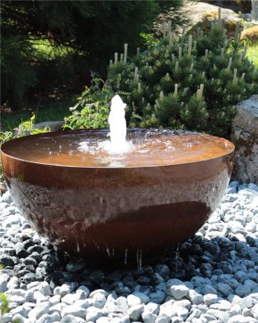 Cortenstahl Wasserschale Bowl 100 mit Fontäne Edelrost Gartenbrunnen Springbrunnen Komplettset