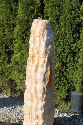 Wasserspiel SET Quellstein Monolith 142cm Onyx Marmor Gartenbrunnen inkl. Pumpe