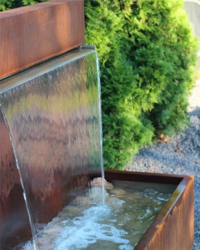 Wasserspiel Cortenstahl Wasserfall L 90 cm Gartenbrunnen Edelrost Design