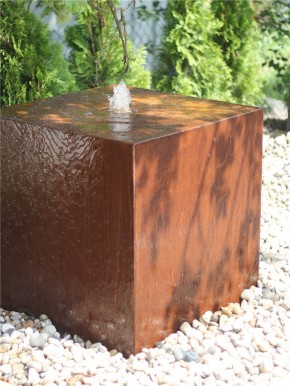 Cortenstahl Würfel 30cm Edelrost Gartenbrunnen Springbrunnen Komplettset