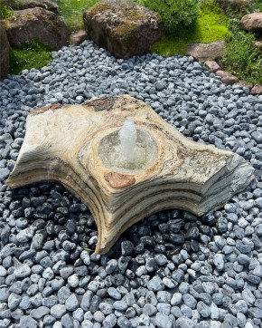 Quellstein Amazonas flach L135cm mit Quellschale und Fontäne Gartenbrunnen Springbrunnen
