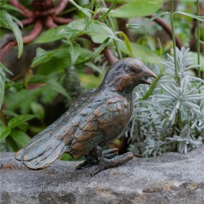 NEU! Bronzefigur Vogel stehend 12cm Bronze Gartenfigur Rottenecker