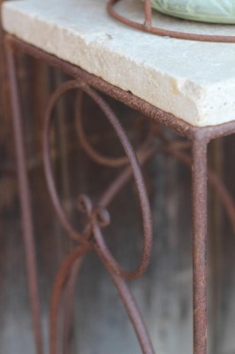 Vintage Tisch Eisen Edelrost 40x40x85 Garten Dekoration Shabby Landhaus & Cottage