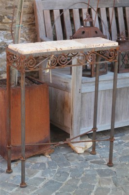 Vintage Tisch Eisen Edelrost 60x20x77 Garten Dekoration Shabby Landhaus & Cottage