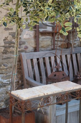 Vintage Tisch Eisen Edelrost 60x20x77 Garten Dekoration Shabby Landhaus & Cottage